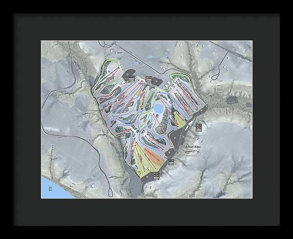 Afton Alps Ski Trail Map - Framed Print - Powderaddicts