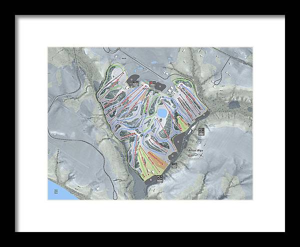 Afton Alps Ski Trail Map - Framed Print - Powderaddicts