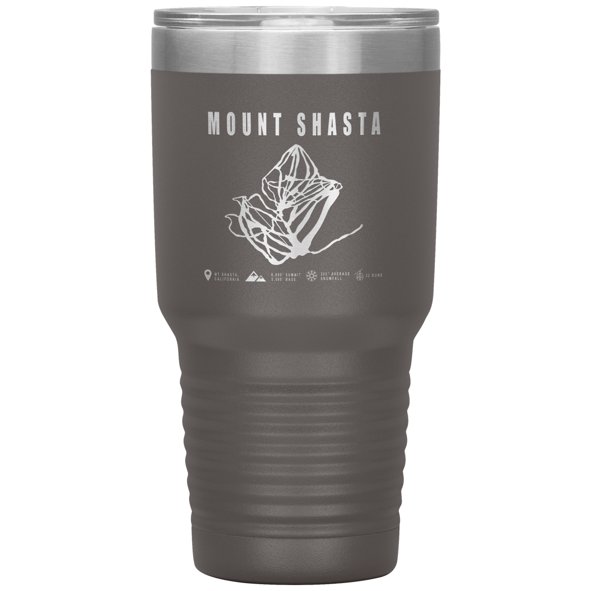 Mount Shasta, California Ski Trail Map 30oz Tumbler - Powderaddicts