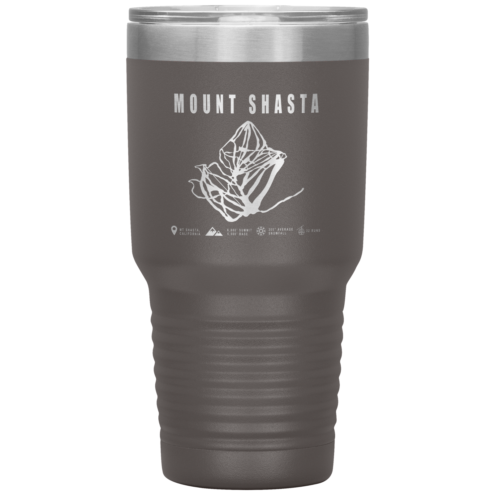 Mount Shasta, California Ski Trail Map 30oz Tumbler - Powderaddicts