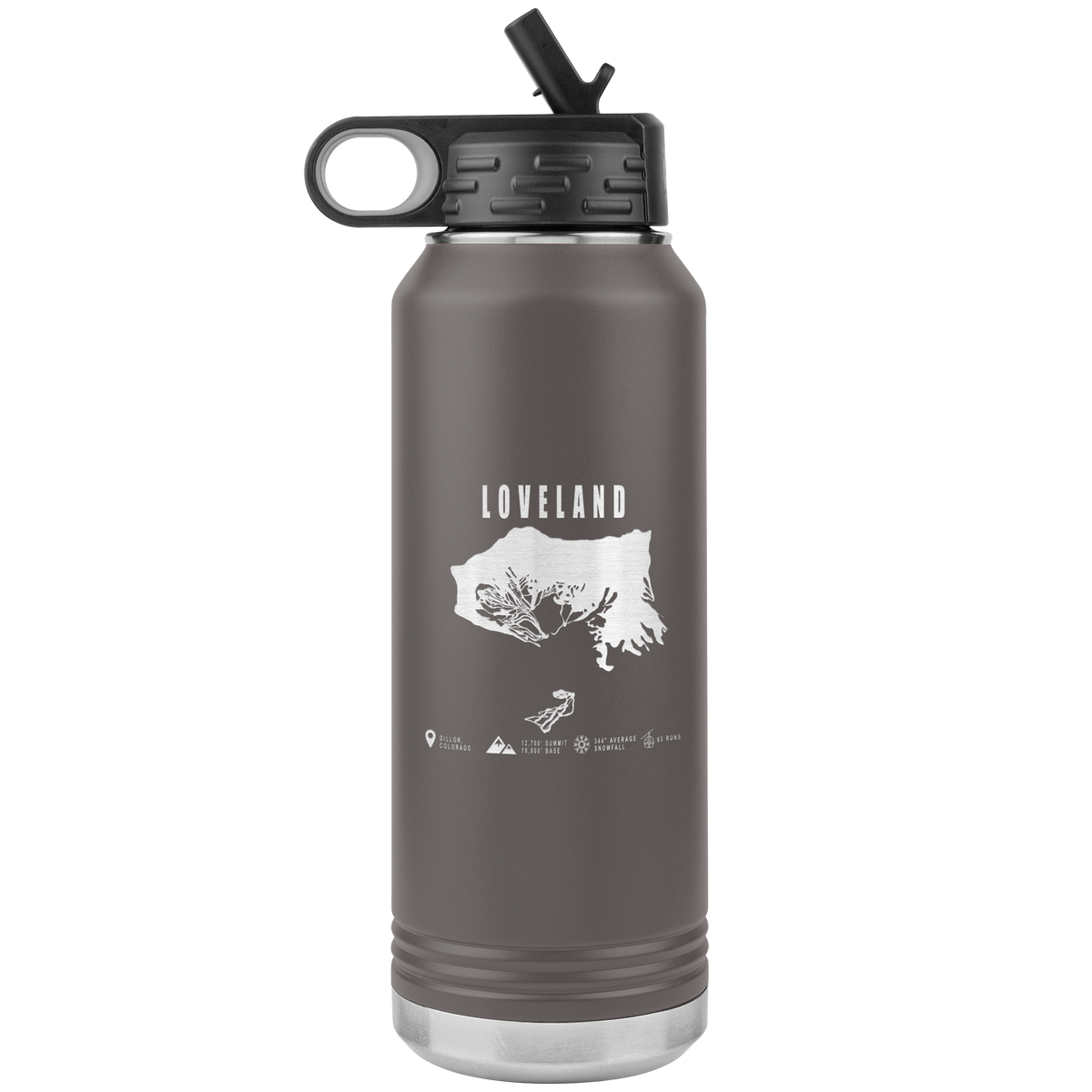 Loveland Colorado Ski Trail Map 32oz Water Bottle Tumbler - Powderaddicts