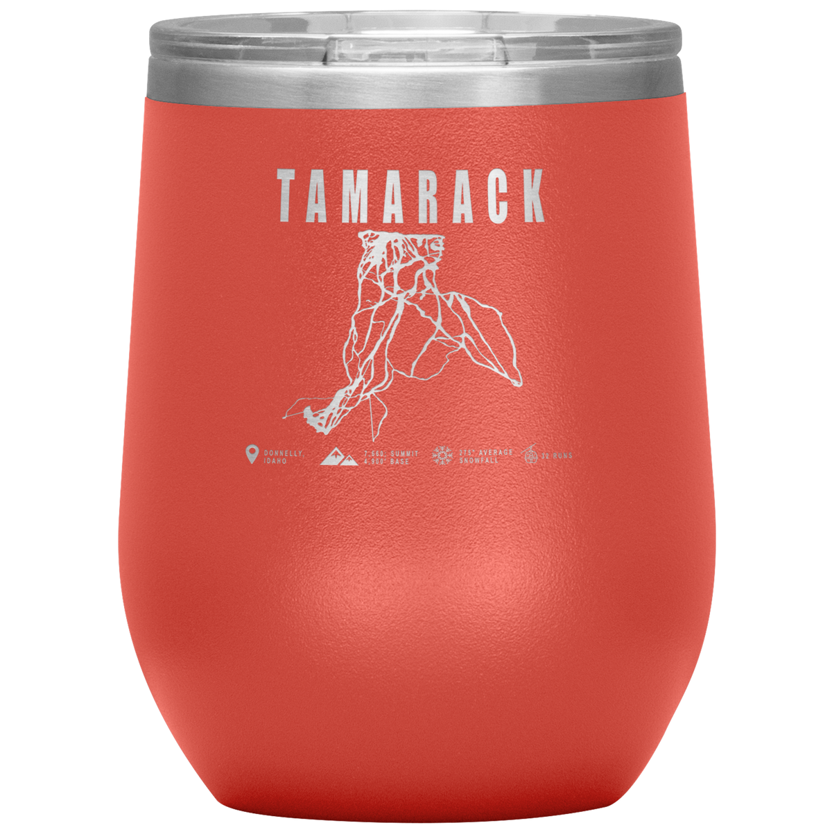 Tamarack Idaho Ski Trail Map Wine 12oz Tumbler - Powderaddicts