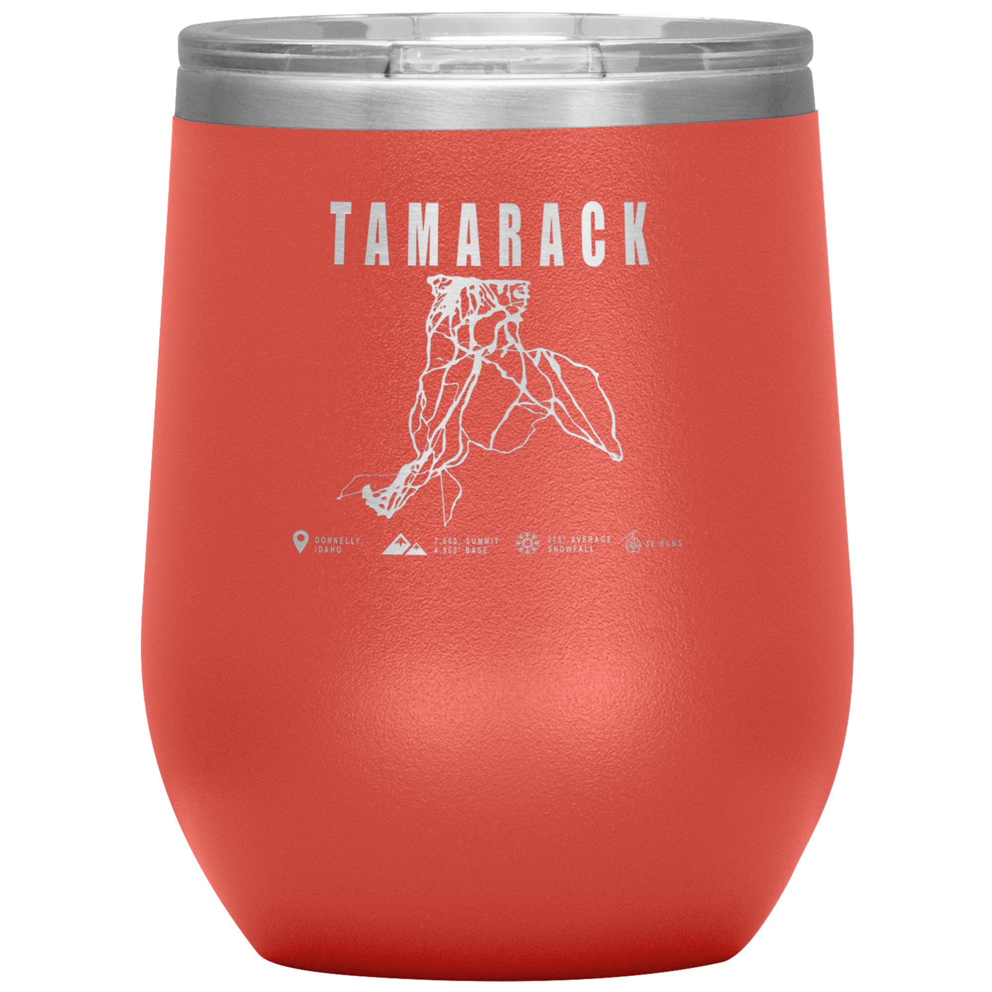 Tamarack Idaho Ski Trail Map Wine 12oz Tumbler - Powderaddicts