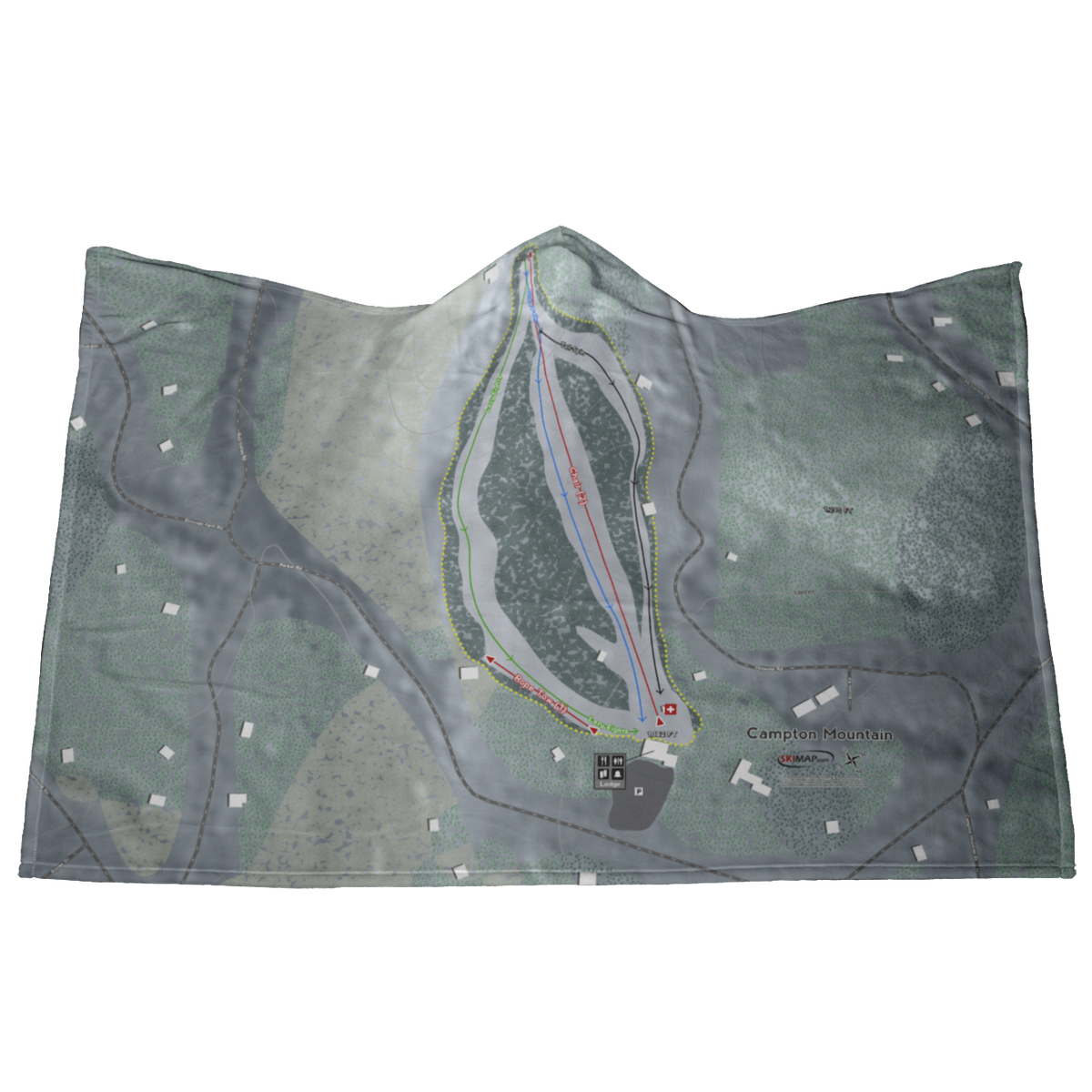 Campton Mountain, New Hampshire Ski Trail Map Hooded Blanket