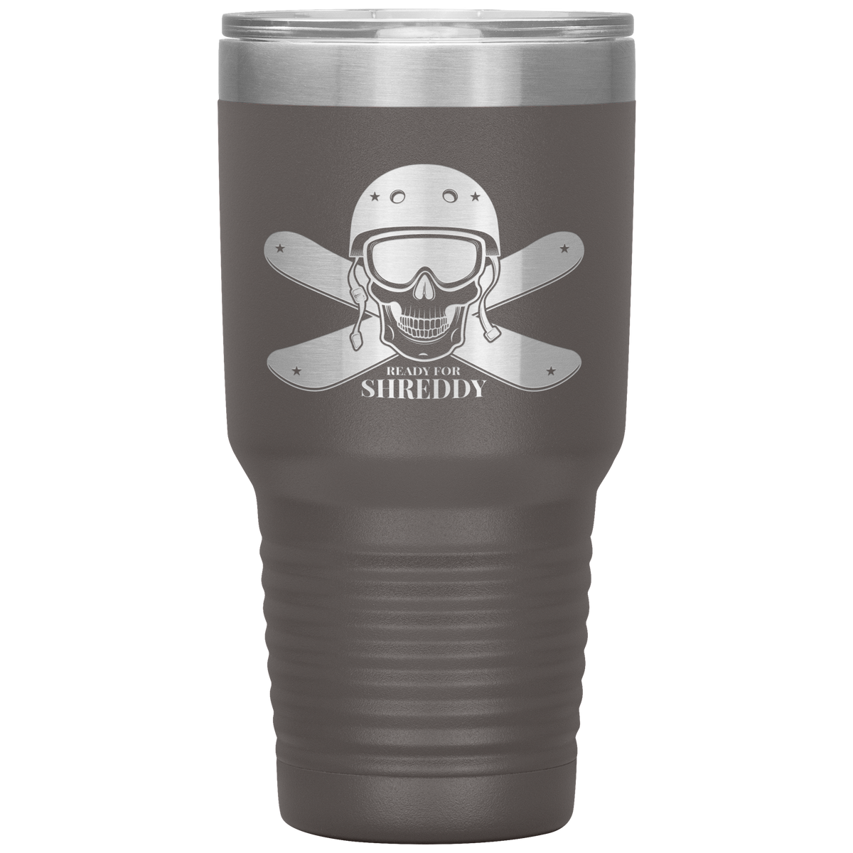 Ready For Shreddy Skeleton Skis 30oz Tumbler - Powderaddicts