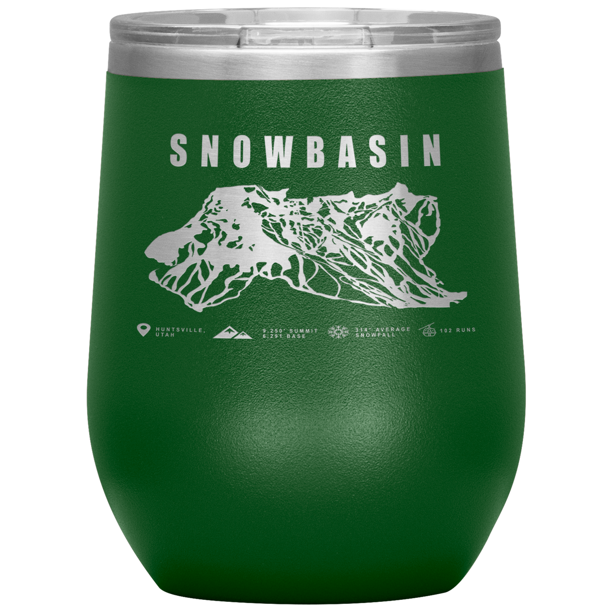 Snowbasin, Utah Ski Trail Map Wine 12oz Tumbler - Powderaddicts