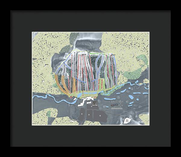 Alipne Valley Ski Trail Map - Framed Print - Powderaddicts
