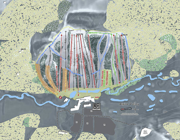 Alipne Valley Ski Trail Map - Art Print - Powderaddicts