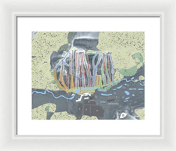 Alipne Valley Ski Trail Map - Framed Print - Powderaddicts