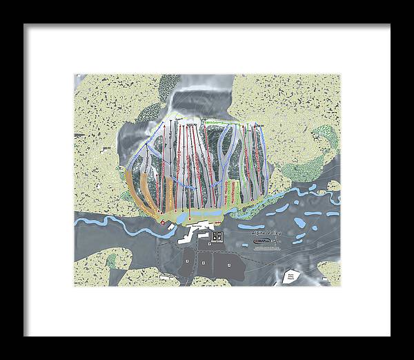 Alipne Valley Ski Trail Map - Framed Print - Powderaddicts