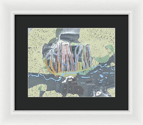 Alipne Valley Ski Trail Map - Framed Print - Powderaddicts