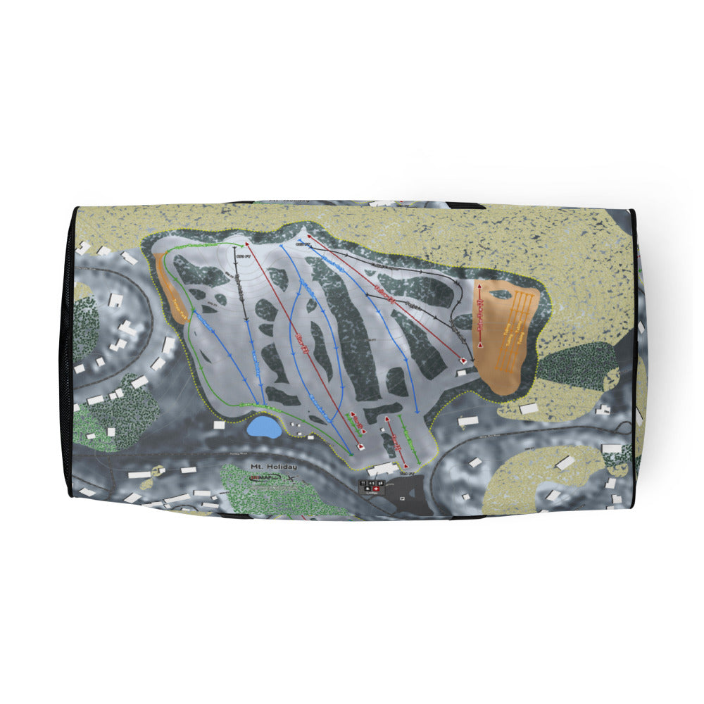 Mt Holiday, Michigan Ski Trail Map Duffle Bag - Powderaddicts