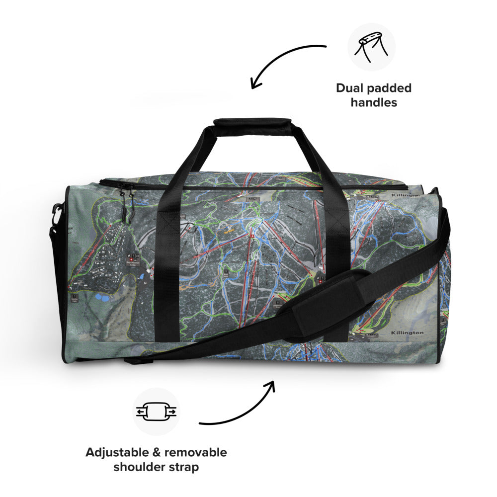Killington, Vermont Ski Trail Map Printed Duffle Bag