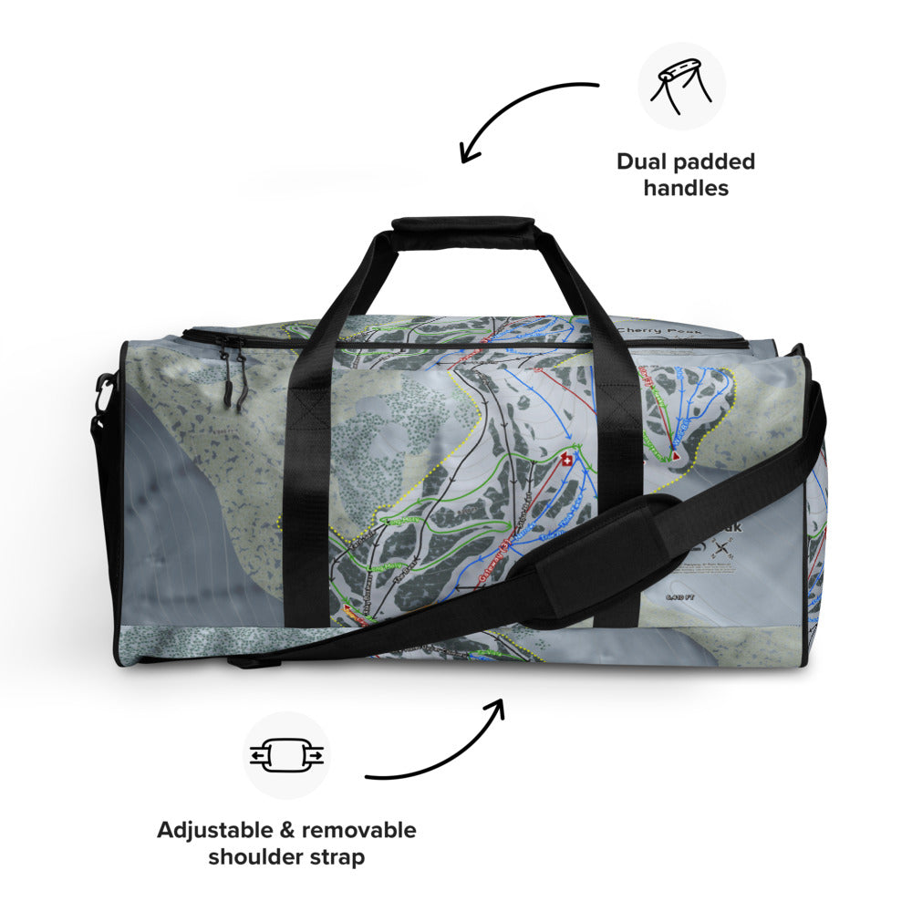 Cherry Peak, Utah Ski Trail Map Printed Duffle Bag