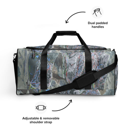 The Cottonwoods, Utah Ski Trail Map Printed Duffle Bag - Powderaddicts