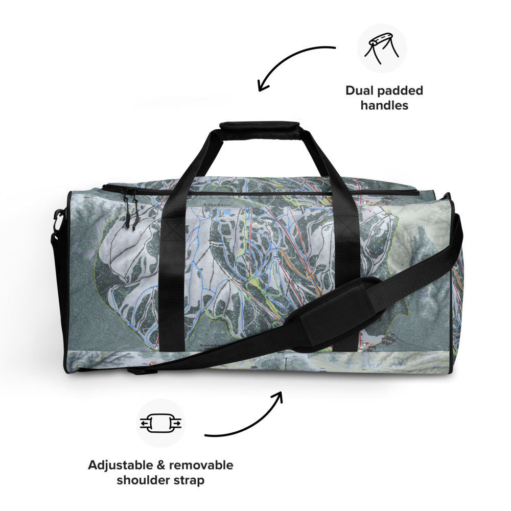 Snowbasin, Utah Ski Trail Map Printed Duffle Bag - Powderaddicts