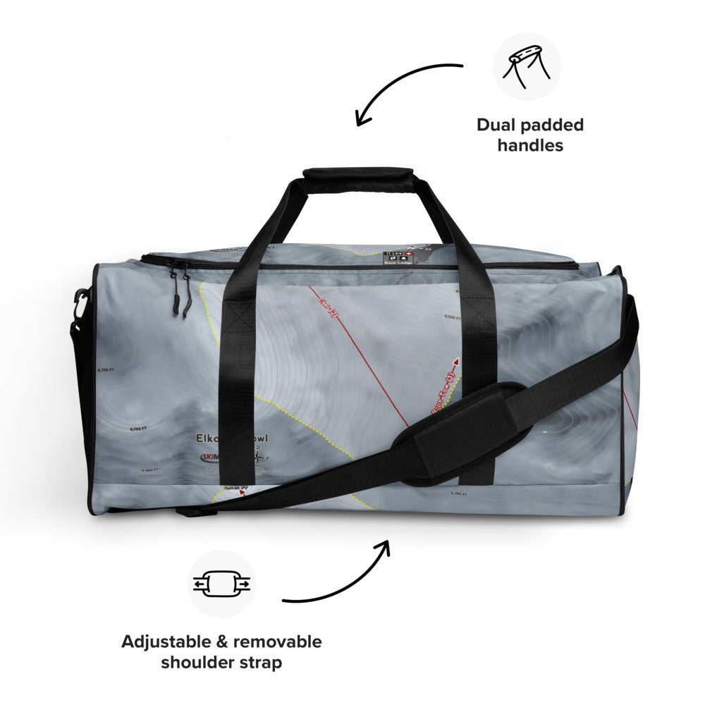 Elko Snobowl, Nevada Ski Trail Map Duffle Bag - Powderaddicts