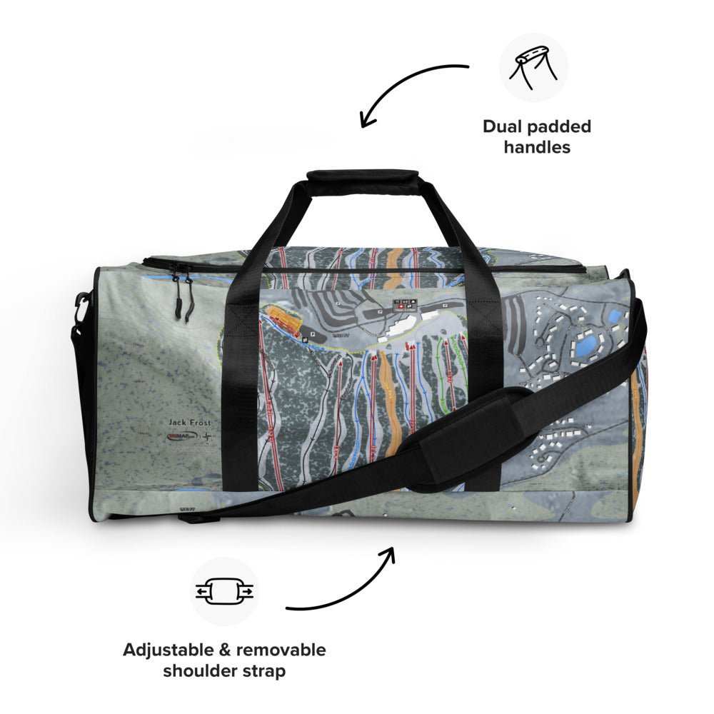 Jack Frost, Pennsylvania Ski Trail Map Duffle Bag - Powderaddicts