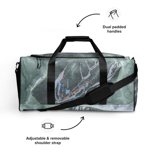 Lee Canyon, Nevada Ski Trail Map Duffle Bag - Powderaddicts