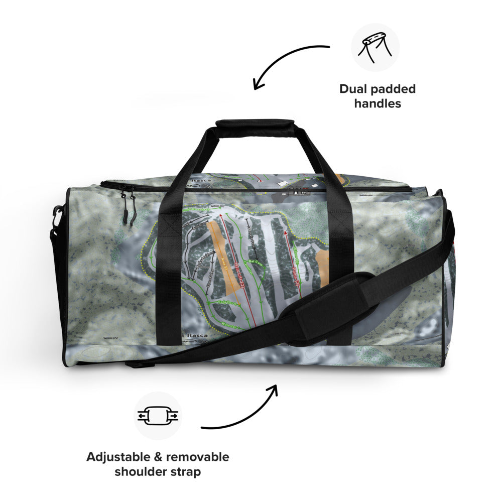 Mt Itasca, Minnesota Ski Trail Map Duffle Bag