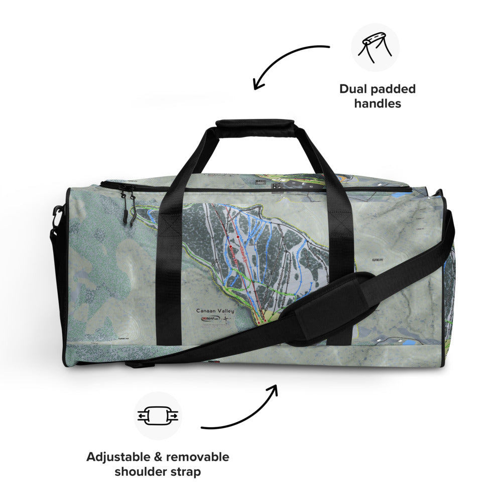 Canaan Valley, West Virginia Ski Trail Map Duffle Bag - Powderaddicts