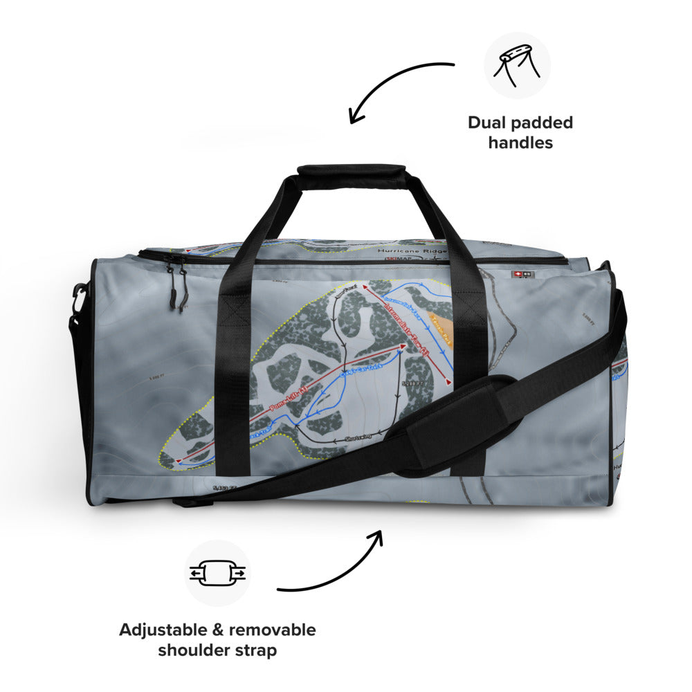 Hurricane Ridge, Washington Ski Trail Map Duffle Bag - Powderaddicts