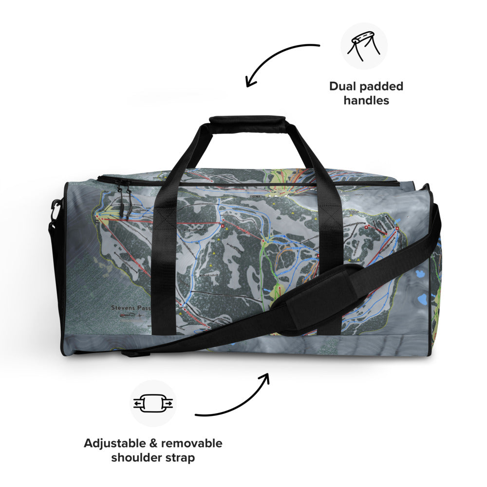 Stevens Pass,  Washington Ski Trail Map Duffle Bag - Powderaddicts