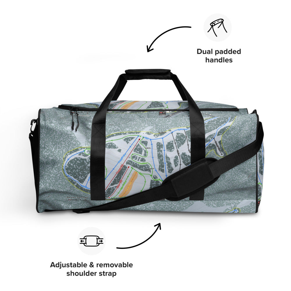 Spout Springs, Oregon Ski Trail Map Duffle Bag - Powderaddicts