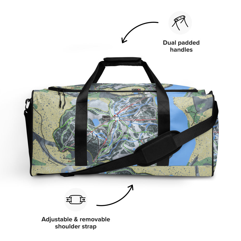Whitecap Mountains, Wisconsin Ski Trail Map Duffle Bag - Powderaddicts