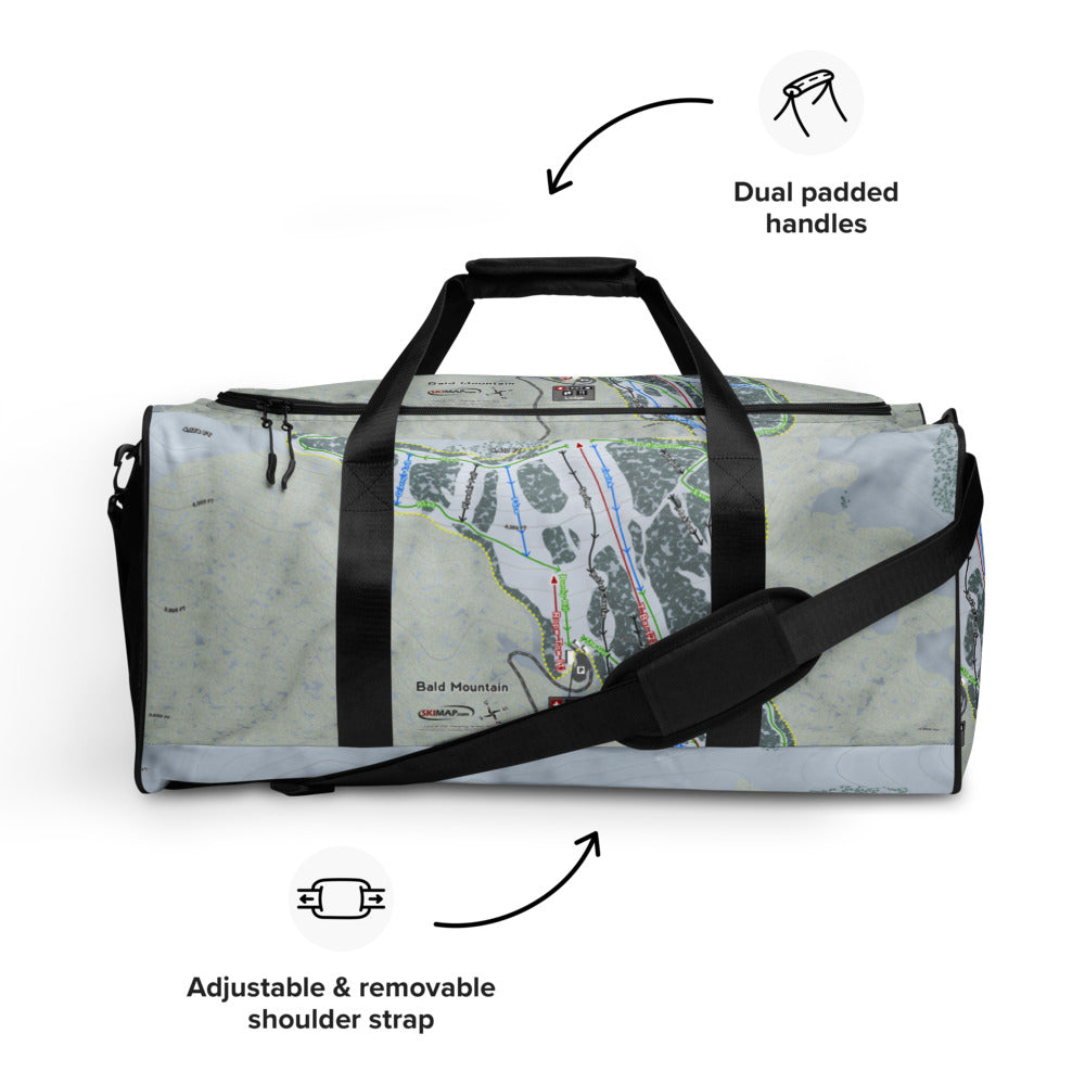 Bald Mountain, Idaho Ski Trail Map Duffle Bag - Powderaddicts