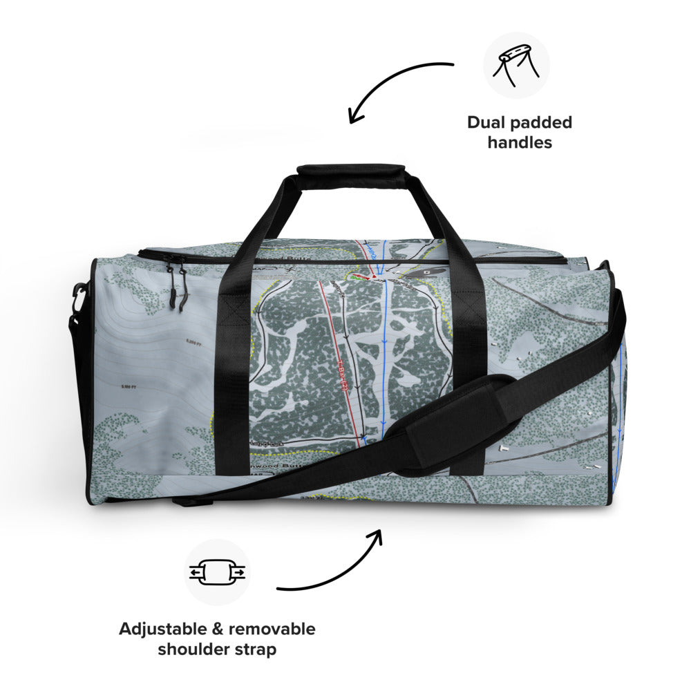 Cottonwood Butte, Idaho Ski Trail Map Duffle Bag - Powderaddicts