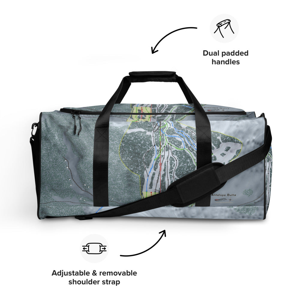 Antelope Butte, Wyoming Ski Trail Map Duffle Bag - Powderaddicts