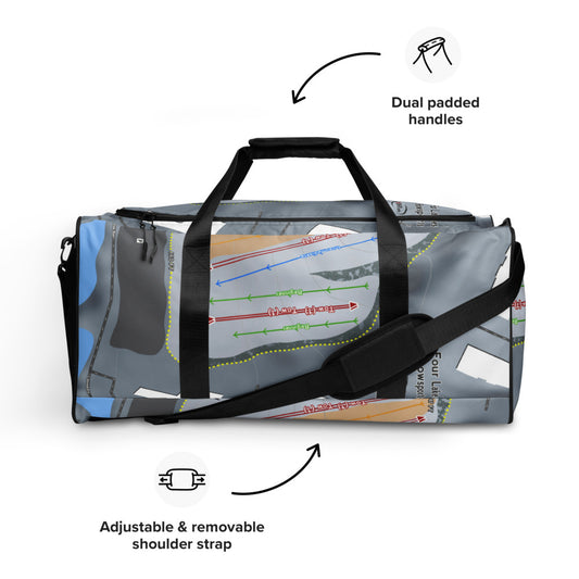 Four Lakes Snowsports, Illinois Ski Trail Map Duffle Bag - Powderaddicts