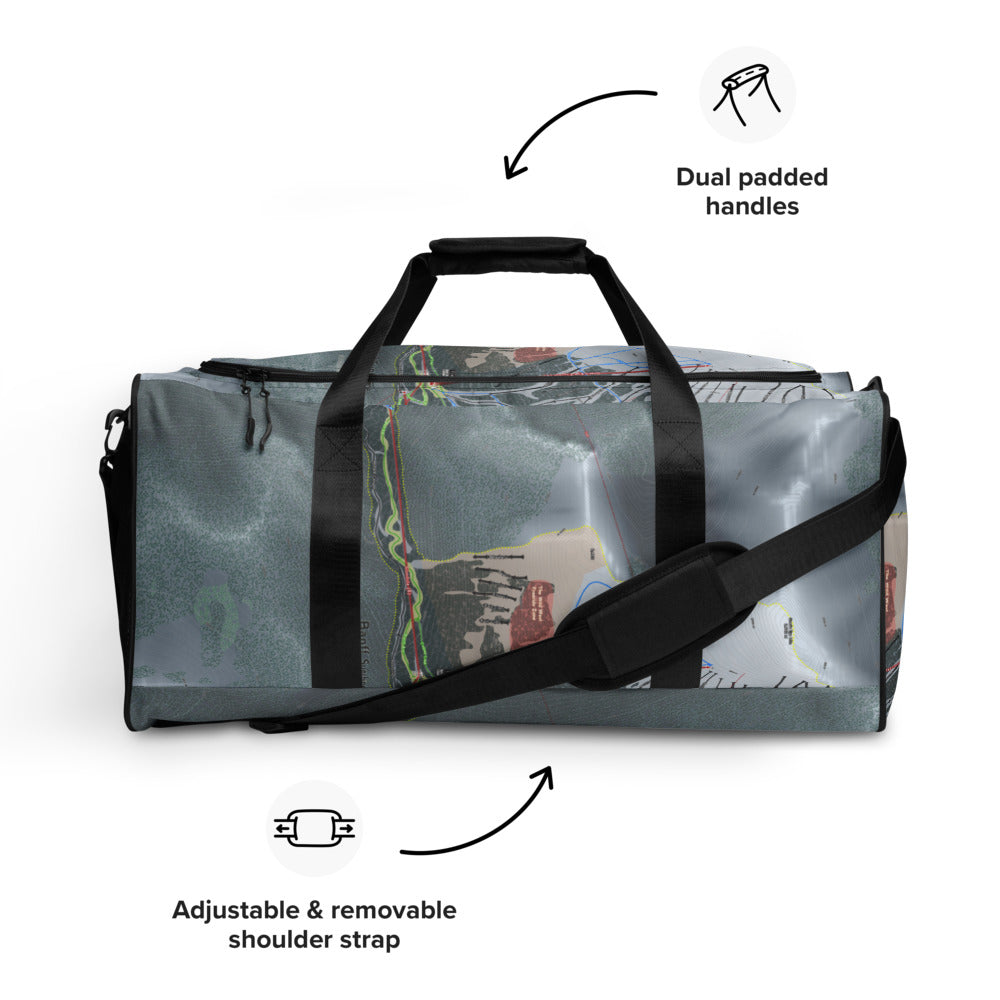 Banff Sunshine, Alberta Ski Trail Map Printed Duffle Bag