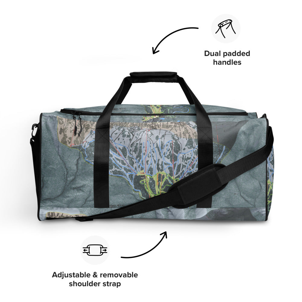 Bridger Bowl, Montana Ski Trail Map Duffle Bag - Powderaddicts