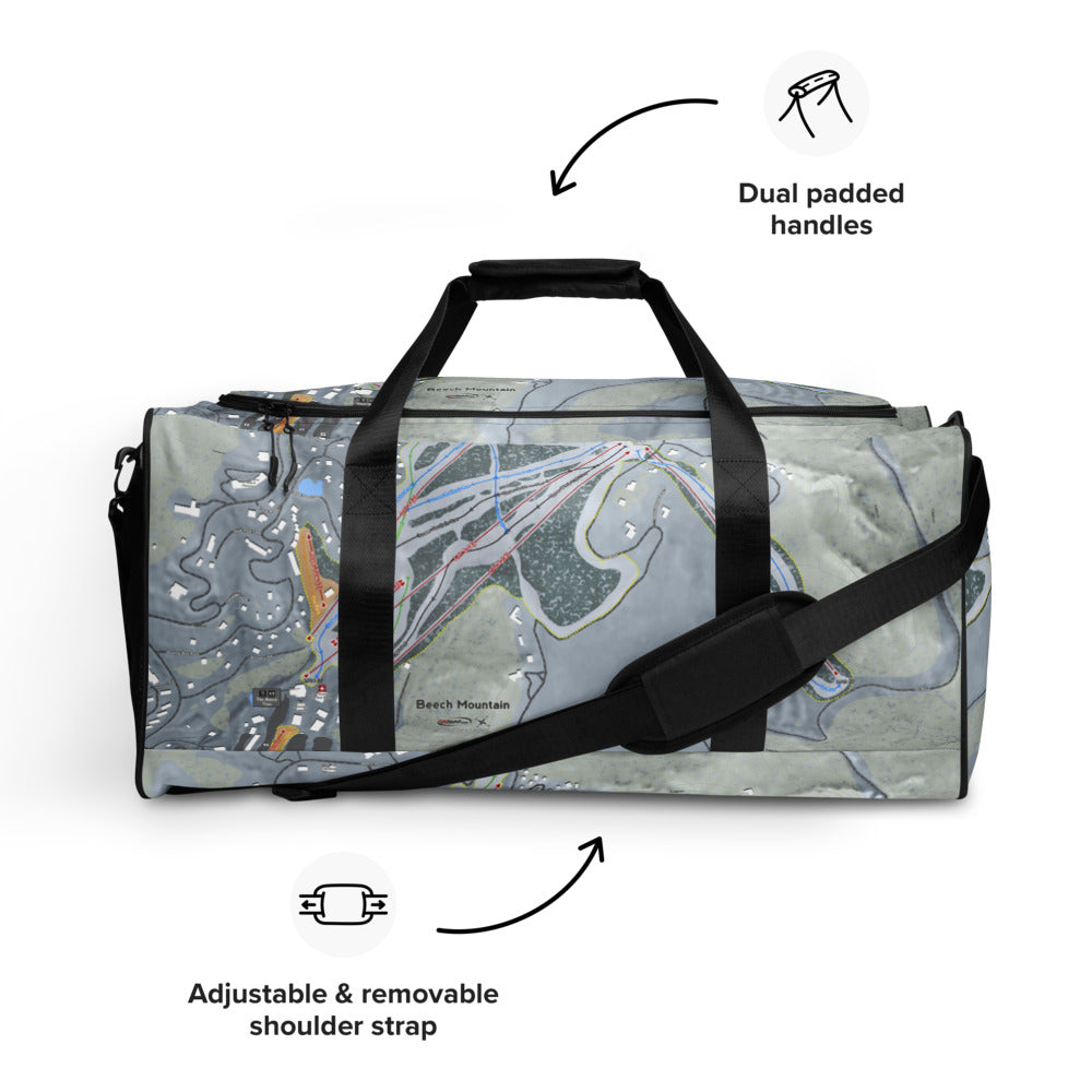 Beech Mountain, North Carolina Ski Trail Map Duffle Bag