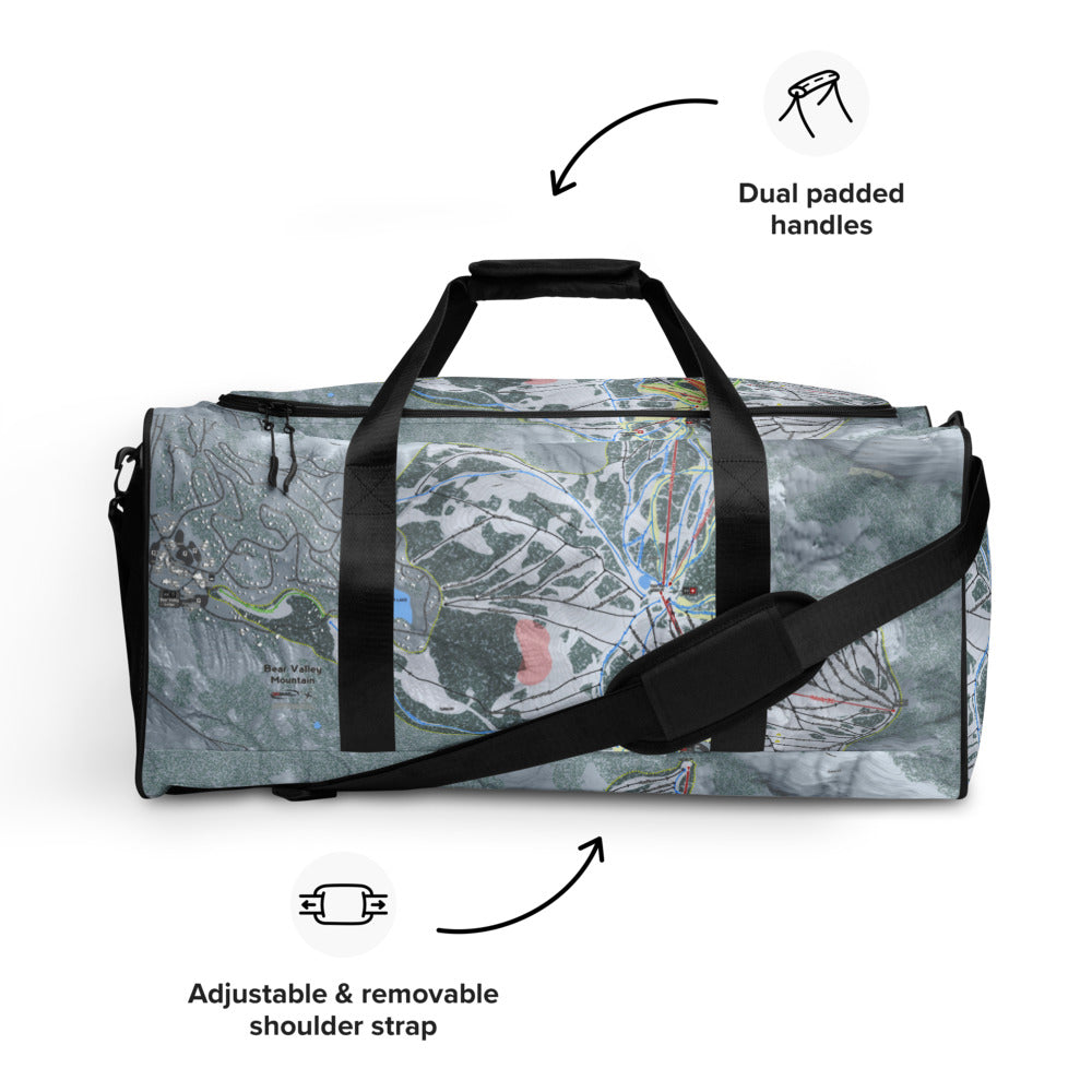 Bear Valley Mtn, California Ski Trail Map Duffle Bag - Powderaddicts