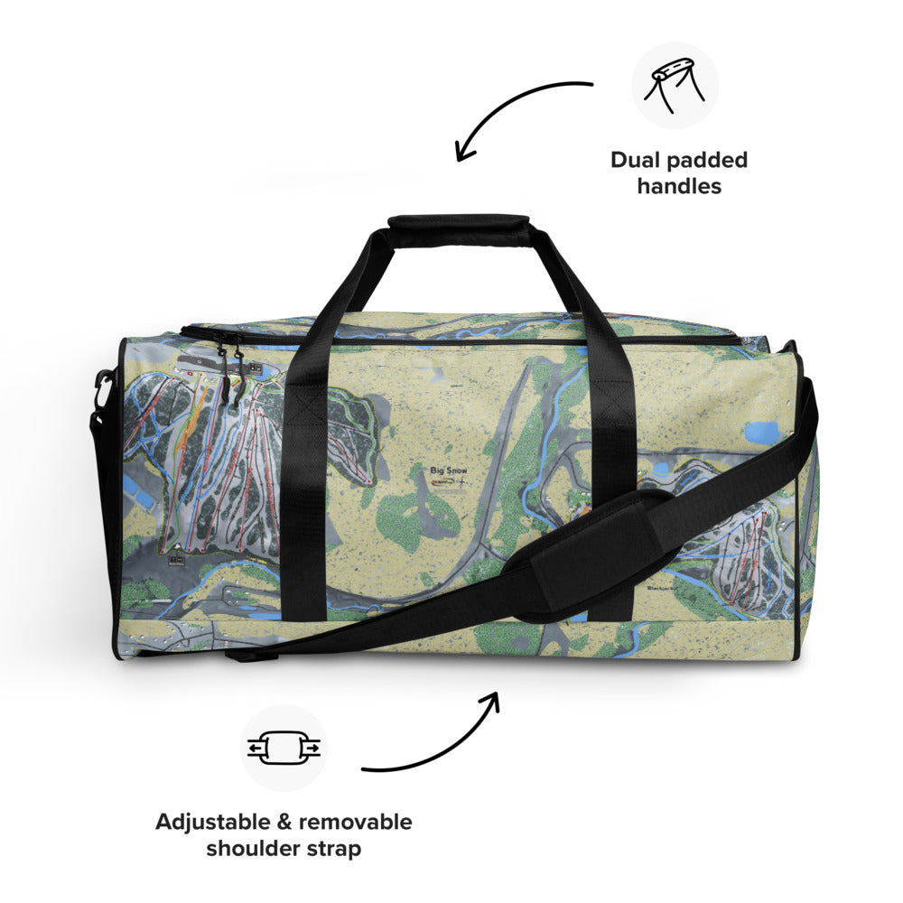Big Snow, Michigan Ski Trail Map Duffle Bag - Powderaddicts