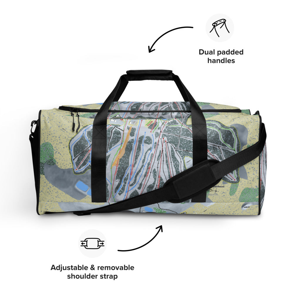 Big Snow Indianhead, Michigan Ski Trail Map Duffle Bag - Powderaddicts