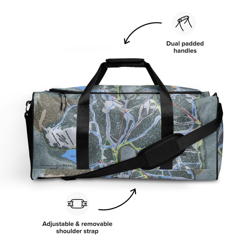 Homewood, California Ski Trail Map Duffle Bag