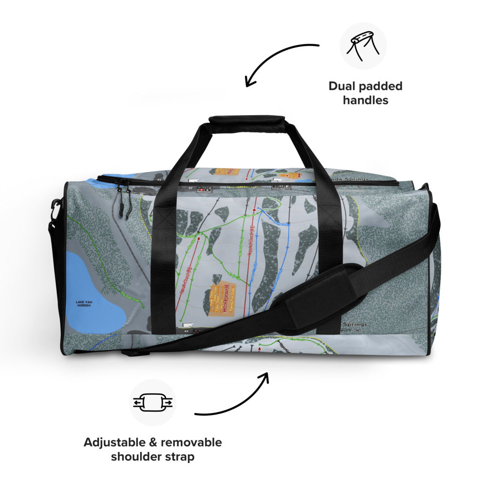 Soda Springs, California Ski Trail Map Duffle Bag - Powderaddicts