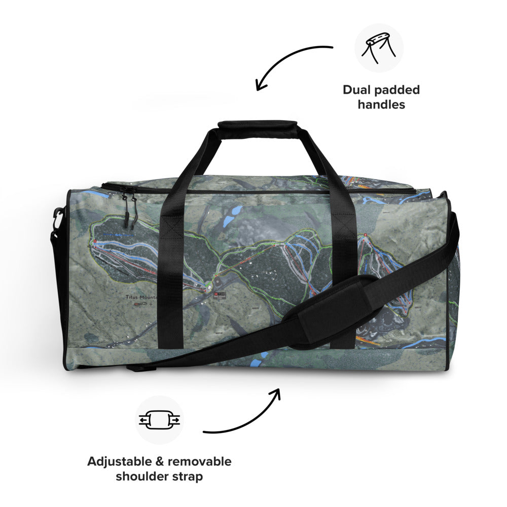 Titus Mountain, New York Ski Trail Map Duffle Bag - Powderaddicts