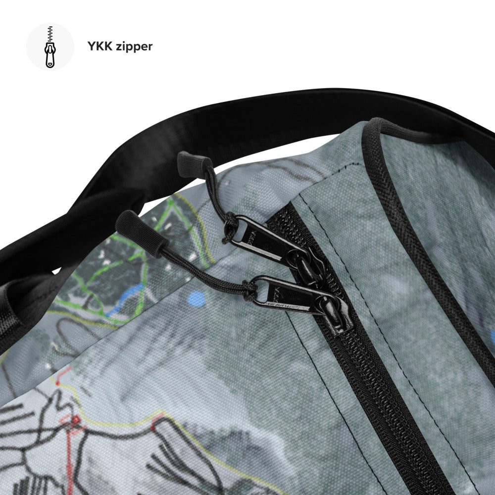 Big Sky, Montana Ski Trail Map Printed Duffle Bag - Powderaddicts