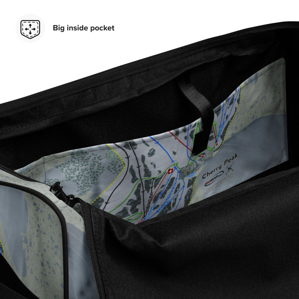 Cherry Peak, Utah Ski Trail Map Printed Duffle Bag - Powderaddicts