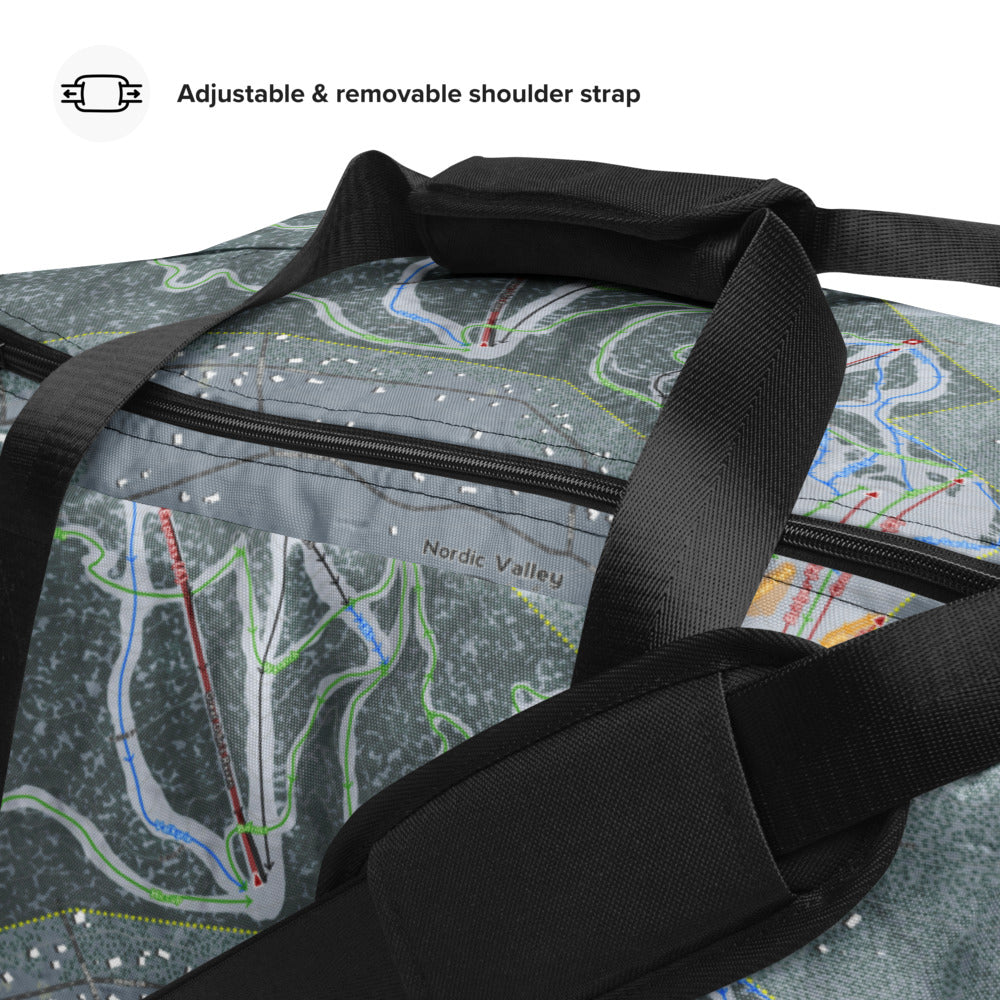 Nordic Valley, Utah Ski Trail Map Printed Duffle Bag - Powderaddicts