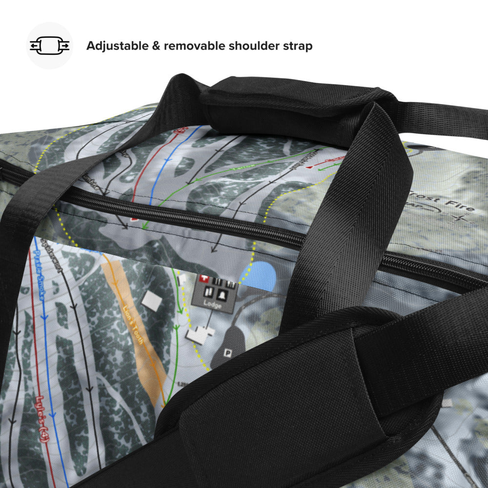 Frost Fire, North Dakota Ski Trail Map Duffle Bag - Powderaddicts