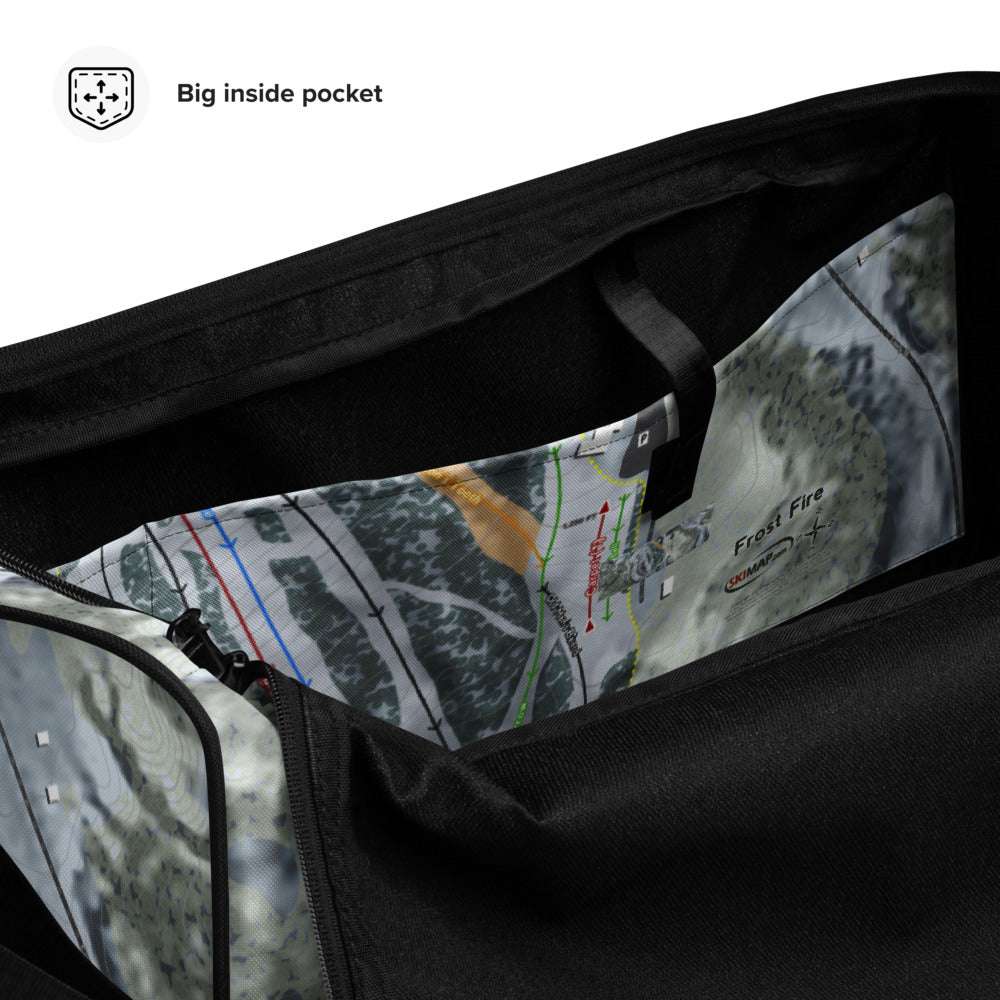 Frost Fire, North Dakota Ski Trail Map Duffle Bag - Powderaddicts