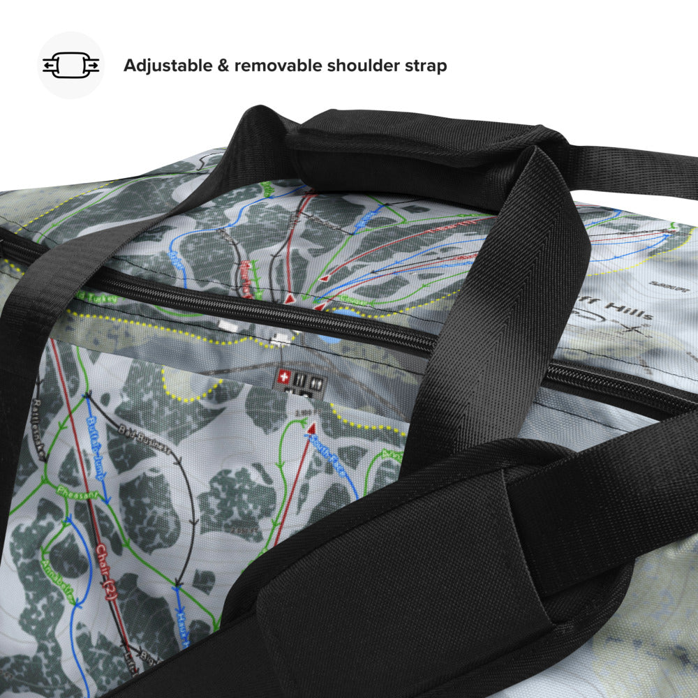 Huff Hills, North Dakota Ski Trail Map Duffle Bag - Powderaddicts