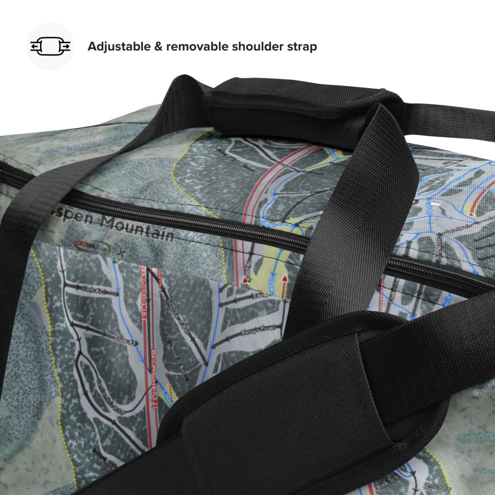 Aspen Mtn, Colorado Ski Trail Map Duffle Bag - Powderaddicts