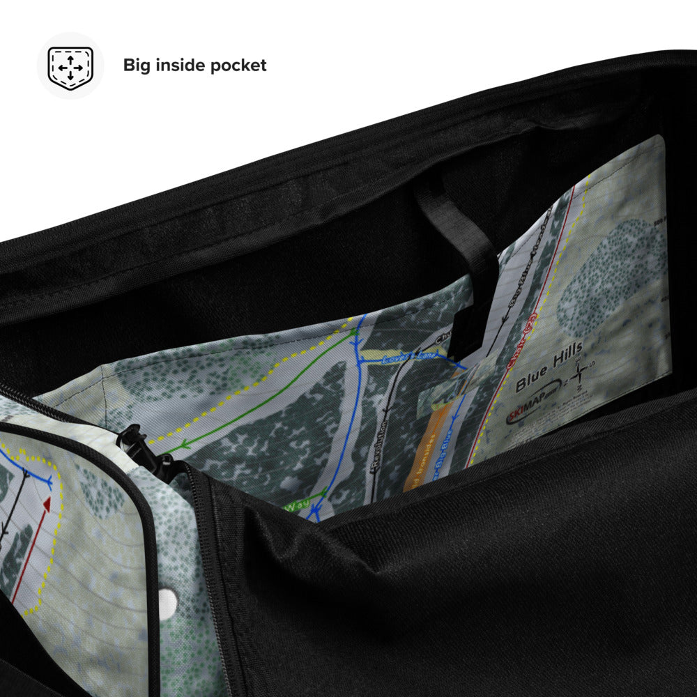 Blue Hills, Massachusetts Ski Trail Map Duffle Bag - Powderaddicts